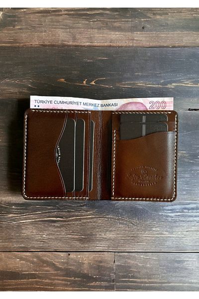Safir Leather Ιταλικό Tan Leather Babil Wallet - Ultra Light