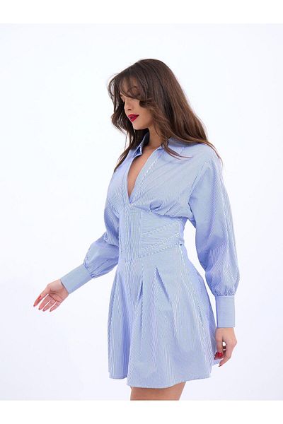 JANES Model 6558 - Rochie cu dungi albastre si albe