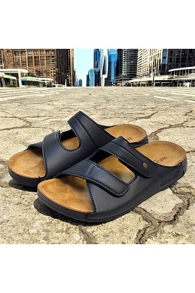 KAFKASLAR AYAKKABI Kafkaslar Mother Slippers with Full Orthopedic Interior Leather Velcro