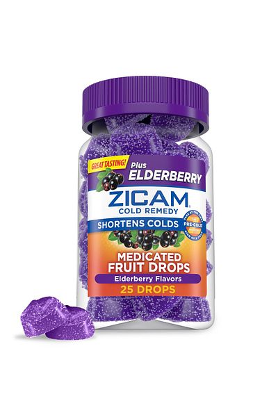 Zicam Cold Remedy Zinc Elderberry Drops, Homeopathic, Shortens Cold Duration, 25 Count