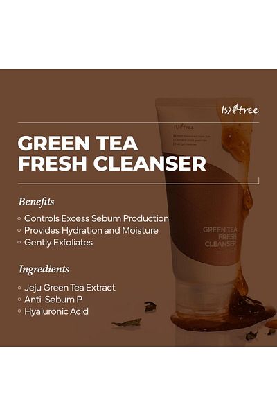Isntree Green Tea Fresh Cleanser 120ml | Jeju Green Tea Extract | Mild Gel Cleanser