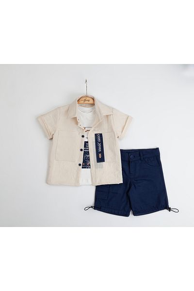 Tuffo Kids ΑΓΟΡΙΚΟ ΣΕΤ 3 ΤΕΜΑΧΙΩΝ ΜΕ ΚΟΝΤΟΜΑΝΙΚΙ ΠΟΥΚΑΜΙΣΟ ΚΑΙ ΕΛΑΣΤΙΚΟ ΚΑΠΡΙ