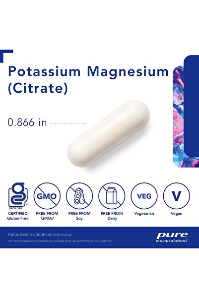 Pure Encapsulations Potassium Magnesium Citrate - Heart & Bone Health - Gluten Free, Non-GMO - 180 Caps