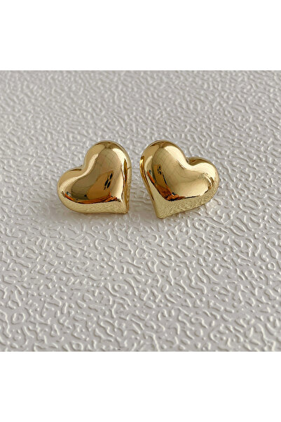 Choice gold Minimalist Silver Color Smooth LOVE Heart Stud Earrings for Women...