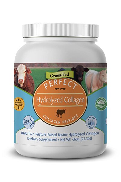 Perfect supplements Unflavored Hydrolyzed Collagen Powder - Grass Fed, 660g, Mix in Hot/Cold Liquids, Easy Absorption
