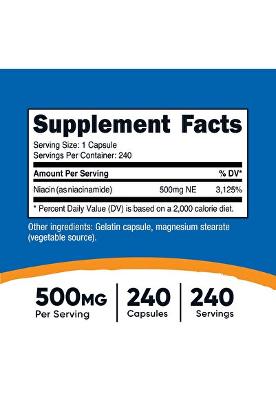 Nutricost Niacinamide (Vitamin B3) 500mg, 240 Capsules - Non-GMO, Gluten Free, Flush Free Vitamin B3