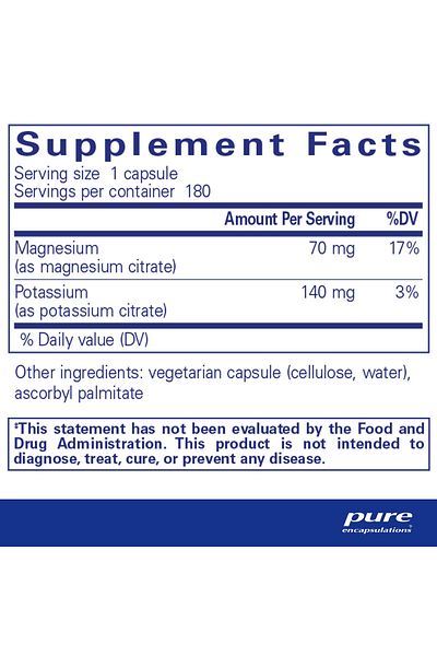 Pure Encapsulations Potassium Magnesium Citrate - Heart & Bone Health - Gluten Free, Non-GMO - 180 Caps