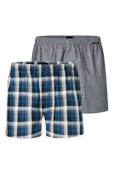 Schiesser Herren Web-Boxershorts, 2er Pack - Webware, Unterhose, Baumwolle