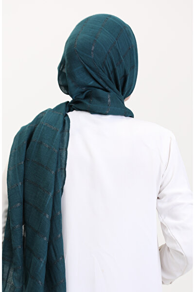 sefamerve Simli Keten Şal 2072-07 Petrol