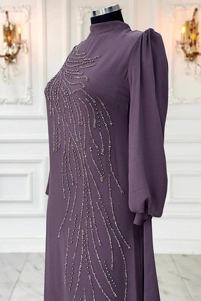 TRENDTESETTÜR ROCHIE DE SĂRĂRI DE SĂRĂRI BRODATĂ CU MÂRGELE MOV (VIOLET) T 9063