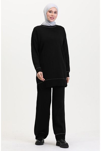 sefamerve Striped Knitwear Suit 3085-03 Black