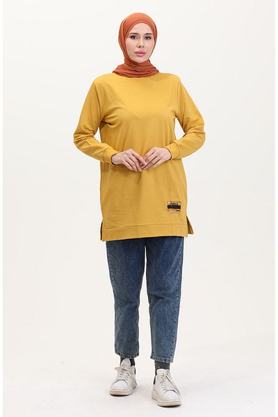 sefamerve Two Thread Combed Cotton Tunic 280128 -12 Dark Mustard Yellow