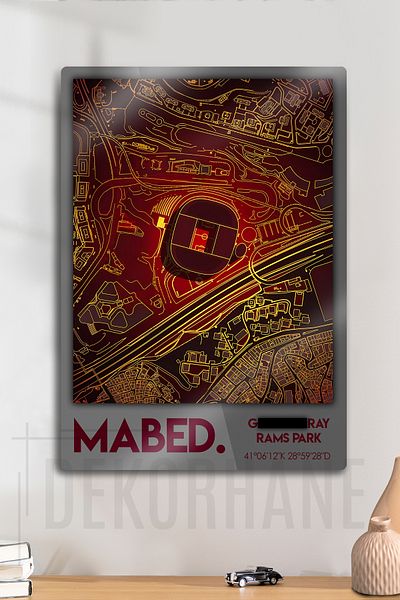 DekorHane Metal 3D Printing - Mabed Stadium Coordinates, Yellow Red Fan Chart