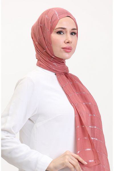 sefamerve Σάλι από λινό Dusty Rose Glitter 2072-10