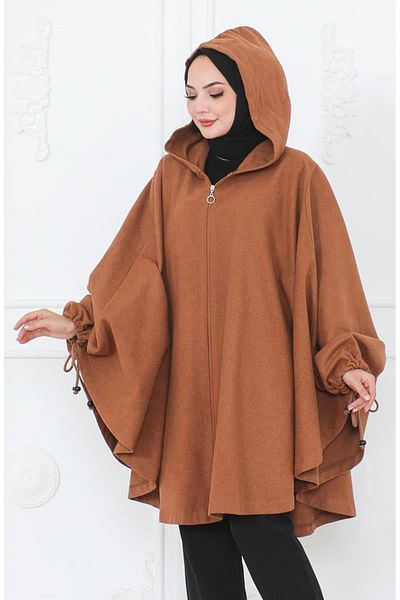 sefamerve Κουκούλα Stamp Poncho 0505-09 Tan