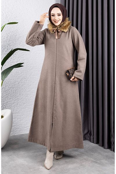 sefamerve Γούνινο γιακά Cashmere 2060-02 Παλτό Mink