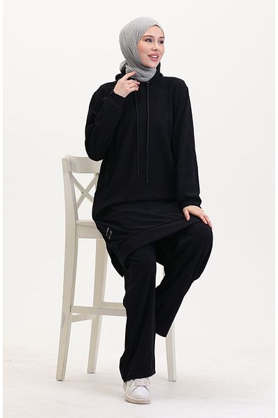 sefamerve Hooded Tunic Trousers Double Suit 0566-06 Navy Blue