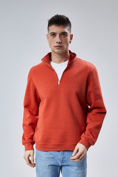 M MOONCOVER Half Zipper Stand Collar Sweatshirt with Fleece Inside