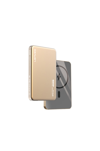 Lenyes PW019D PD 20W Ultra İnce Magsafe Wireless Powerbank 15W 5000mAh Gold