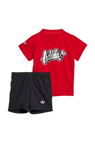 adidas Baby Red Baby Tracksuit Set Short Tee Set Jc9102