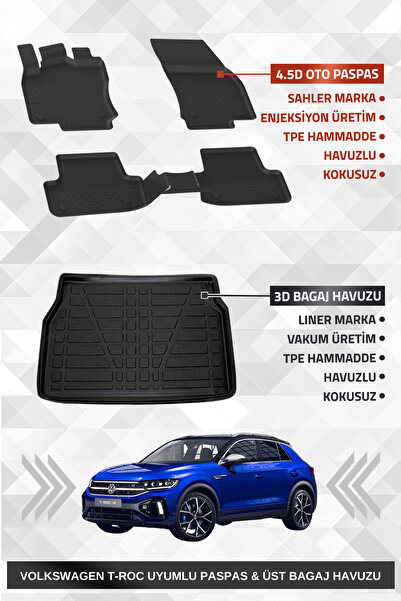 Sahler Volkswagen T-Roc 2019+ Uyumlu 4.5D SAHLER Premium Paspas + Liner Marka...