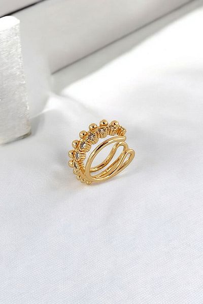 Çlk Accessories Premium Three Row Stone Ball Cartilage Earrings 35680