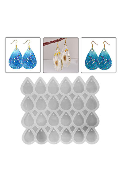 Eminonutoptanci Epoksi Silikon Kalıp Çoklu Damla Kolye Anahtarlık Küpe Kalıbı 24 Lü