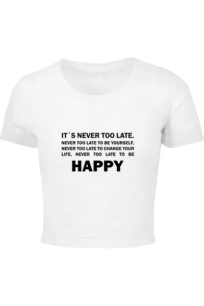 Merchcode Ladies Never Too Late Cropped Tee