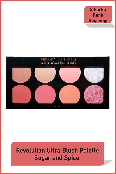 Revolution Ultra Sugar And Spice 8-Piece Matte and Shimmer Blush Palette