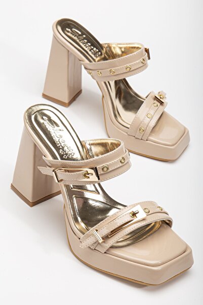 Hayalimdeki Ayakkabı Tommo Nude Rugan Platformlu Açık Burunlu Kalın Topuklu Ayakkabı