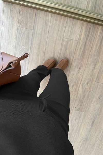 BayBayan Partea de jos din twill elastic confortabil pentru femei cu talie înaltă