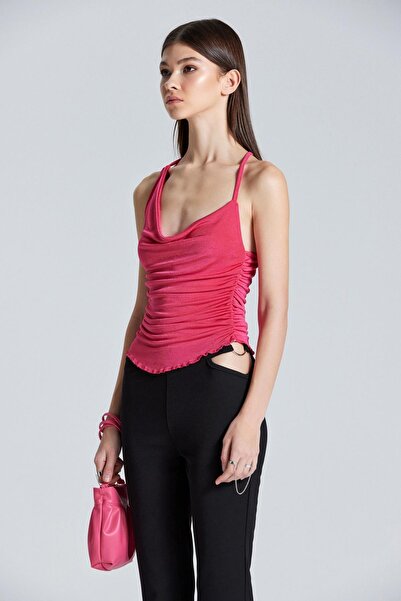 World Fashion Trends 2427 Φούξια Μπλούζα με Σταυρό Πίσω Λουράκι