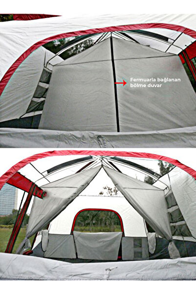 Onetick 2 Odalı Büyük Çift Katman Dayanıklı Kamp Çadırı 430x305x203 Cm