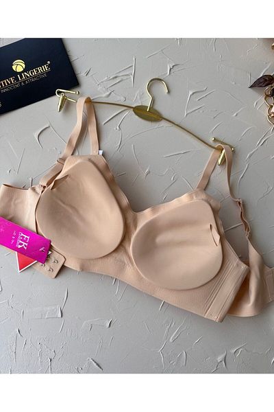 İntive Lingerie Sutien cu bretele subțiri semi-push-up din mătase de gheață, fără cusături, importat de Carma