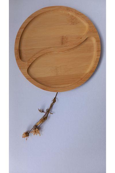 shop Bamboo Round 2 Compartment Presentation Bowl Snack Bowl 20 cm