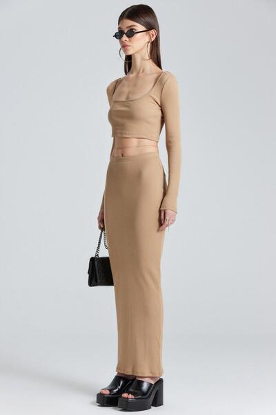 World Fashion Trends 2406 Σετ μπεζ με μονό λουράκι