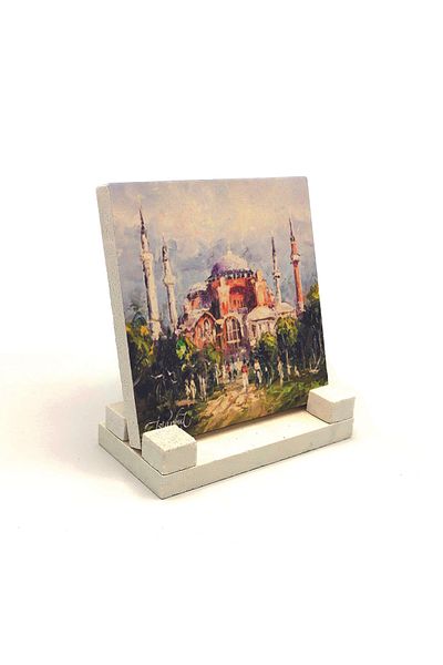 Sadrazam Hagia Sophia Mosque Printed Natural Stone Desktop 10x10 Krt-3