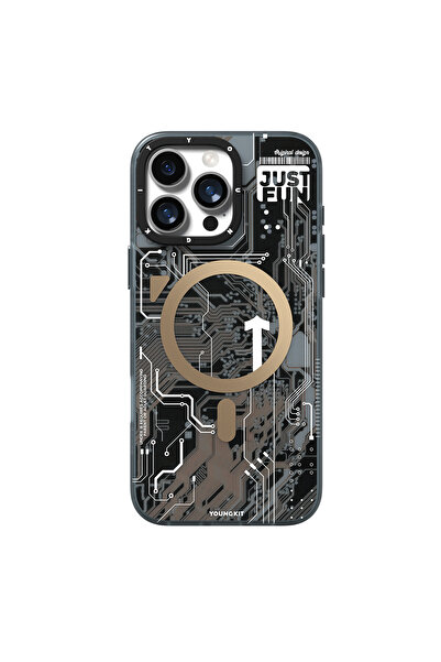 Youngkit iPhone 16 Pro Max Kılıf Magsafe Uyumlu Kamera Denetim Butonlu Youngkit Technology Serisi Kapak Gold