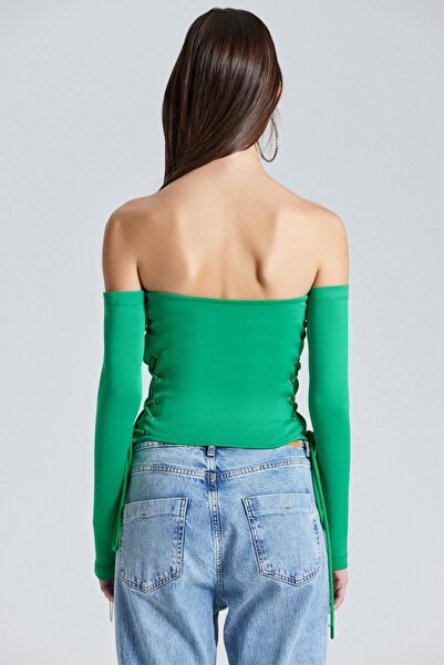 World Fashion Trends S2008 Πράσινη μπλούζα με δακτύλιο στα πλαϊνά