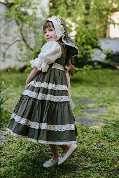 MIALORA EXCLUSİVE By Emel Ebru Özdemir Bandanalı, Dantel Detaylı Kız Çocuk Kısa Elbise, Özel Tasarım Vintage Kız Çocuk Abiye
