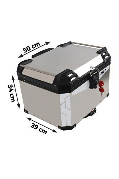 GP KOMPOZİT GP Kompozit Universal 45 lt Alüminyum Motosiklet Çantası Gri