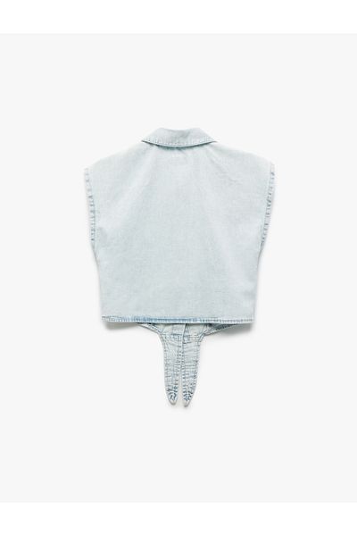 Koton Cămașă din denim din bumbac, cu închidere cu nasturi și detaliu de legare