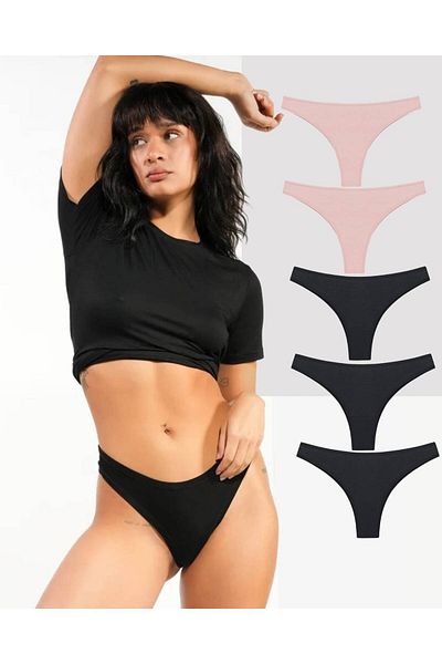 GECKO COLLECTION Gecko Brazilian Elastic String Thong 5 Pcs