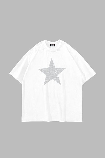 Sekizbiraltı Λευκό μπλουζάκι Unisex με στάμπα Star Stone