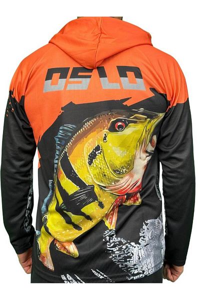 Oslo Performance Fisherman T-Shirt Orange Fish with Hood