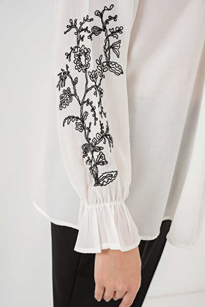 Bigdart Γυναικεία Κεντητή Πλεκτή Μπλούζα 941 - Λευκή