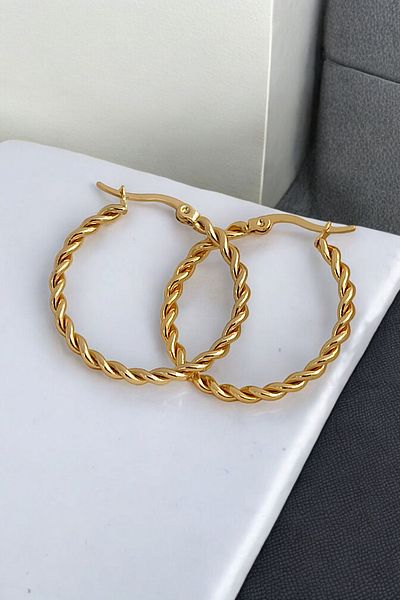 Çlk Accessories Steel Thin Twirl Ring/Earrings 35592