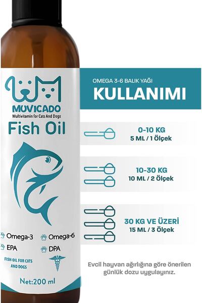 muvicado Fish Oil - Kedi Ve Köpekler Için Balık Yağı Omega 3-6 Epa Dha Norveç Somon Yağı Bağışıklık Desteği