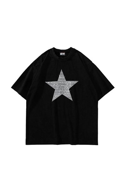 Sekizbiraltı Μαύρο μπλουζάκι Unisex με στάμπα Star Stone