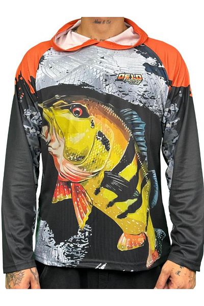 Oslo Performance Fisherman T-Shirt Orange Fish with Hood